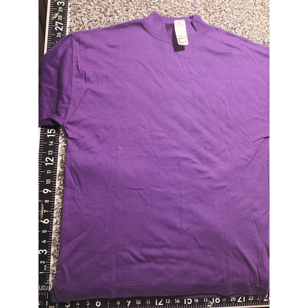 Cross Creek Mens Purple Mock Neck Long Sleeve T-Shirt Cotton USA Large NWT